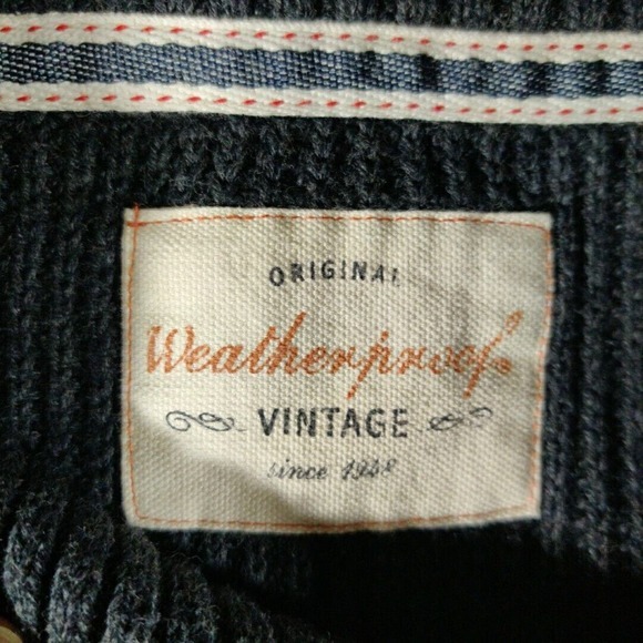 Original Weatherproof Vintage Mens Sweater XL Gray Shawl Collar Sweater Normcore - Picture 3 of 7